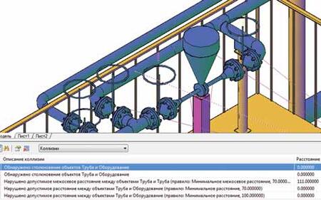 Просмотр результатов проверки коллизий на модели