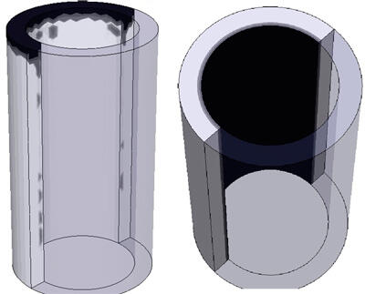 Усадка при гравитационном литье (слева) и центробежном литье (справа)